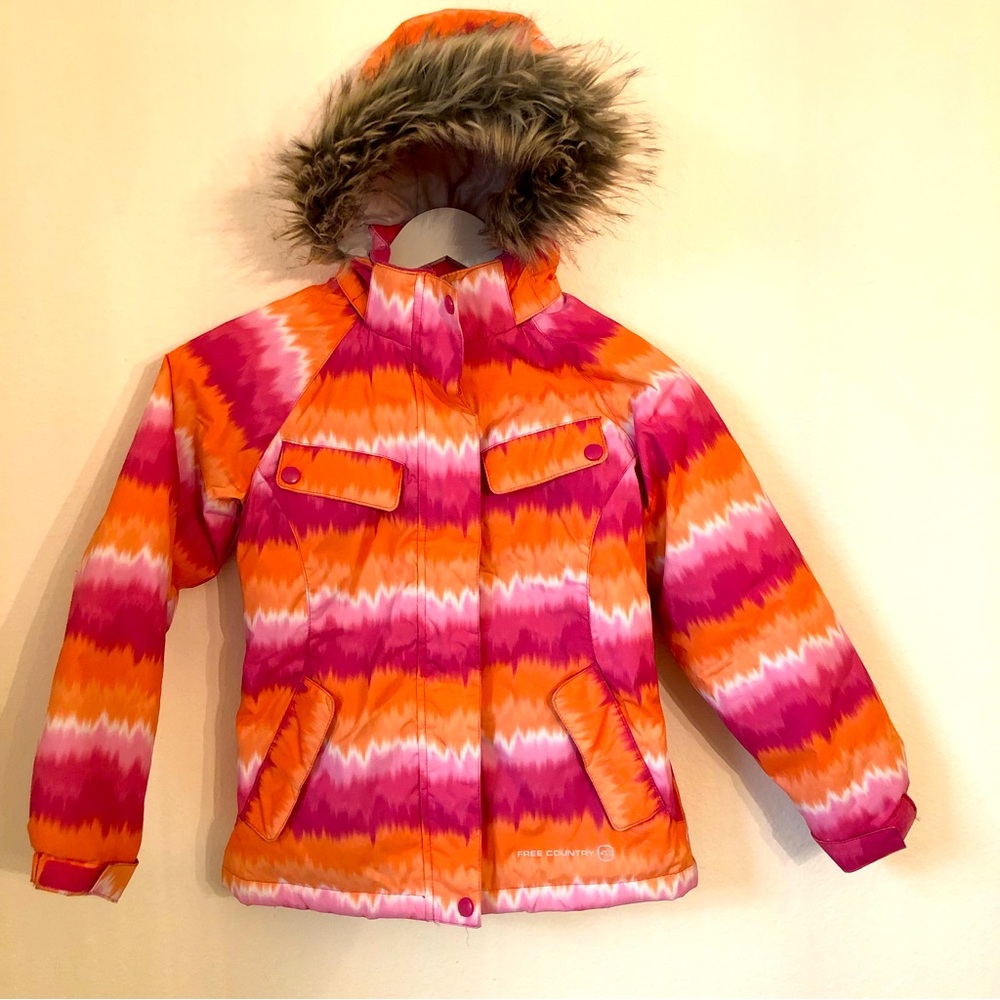 Free Country Pink Ski Hooded Jacket Large 10/12